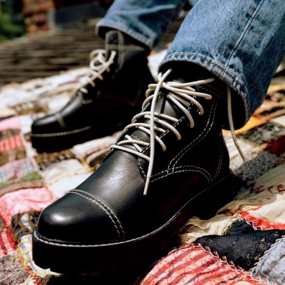 Urban Outfitters Black Juliette Treaded Combat Lace-Up Boots